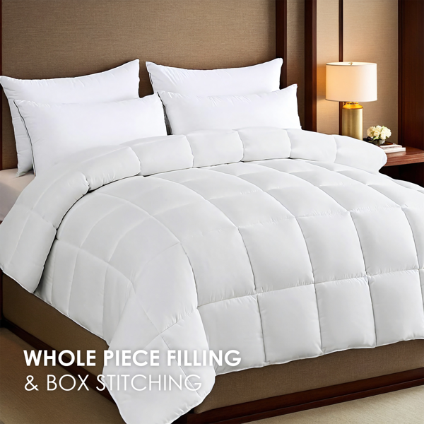 白色胖被，超大码格子绗缝，奢华酒店卧室民宿通用，柔软亲肤加厚保暖被芯，冬季被子四季通用，简约款式波西米亚风格，圣诞节礼物-2