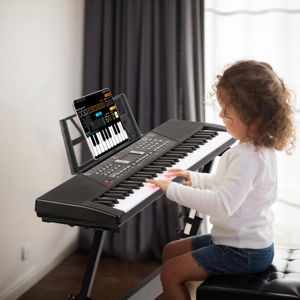 （自提可发加拿大，temu&tk下自提单）61键儿童钢琴玩具——多功能电子琴，内置100种音色/节奏，发光琴键，附麦克风及乐谱架，适合男孩女孩的教育类乐器礼物-8