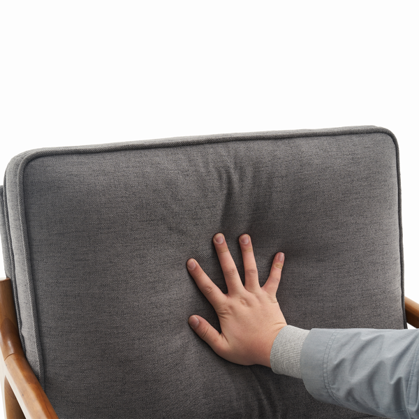 【同款编码：44658239】橡木扶手 单人休闲椅 橡木 软包 深灰色 室内休闲椅-4