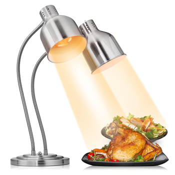 美规 HT-222 110V 500W 食物保温台 银色 不锈钢 立式 电动 双头食品加热灯