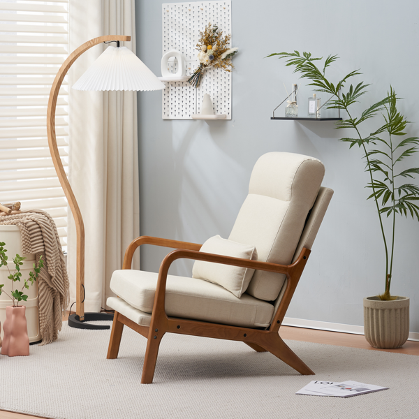 全拆 实木扶手 高背 靠背铁架麻布 米白色 室内休闲椅-21