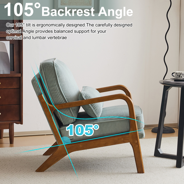 1pcs款 矮扶手椅 65*80*78cm 条绒 蓝绿色 室内休闲椅-2