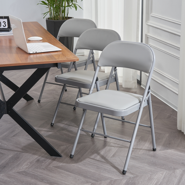 【同款编码：31709558】6pcs PVC 钢管 灰色 软包折叠椅 40*45*78cm-48