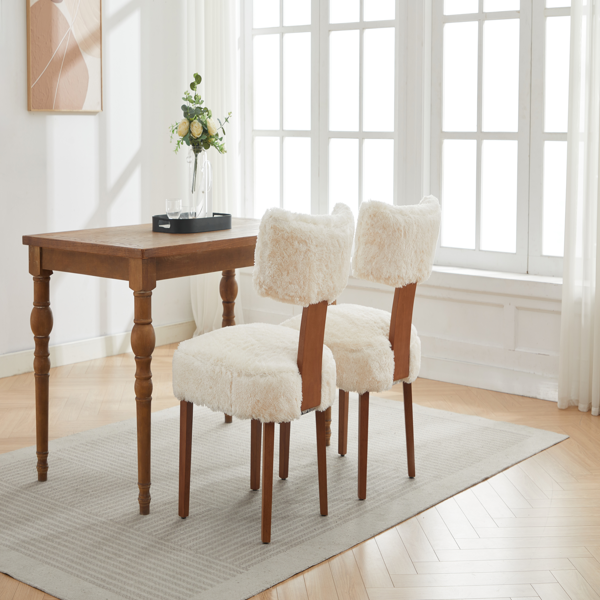 064-两把装毛绒面料现代无扶手弧形餐椅-12