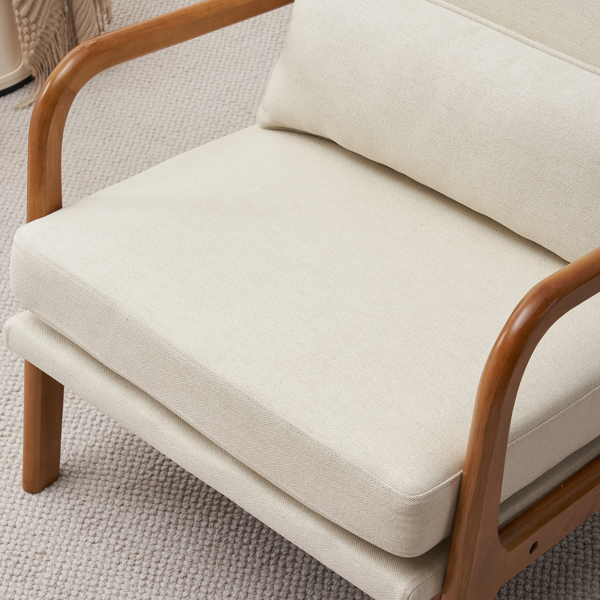 全拆 实木扶手 高背 靠背铁架麻布 米白色 室内休闲椅-11