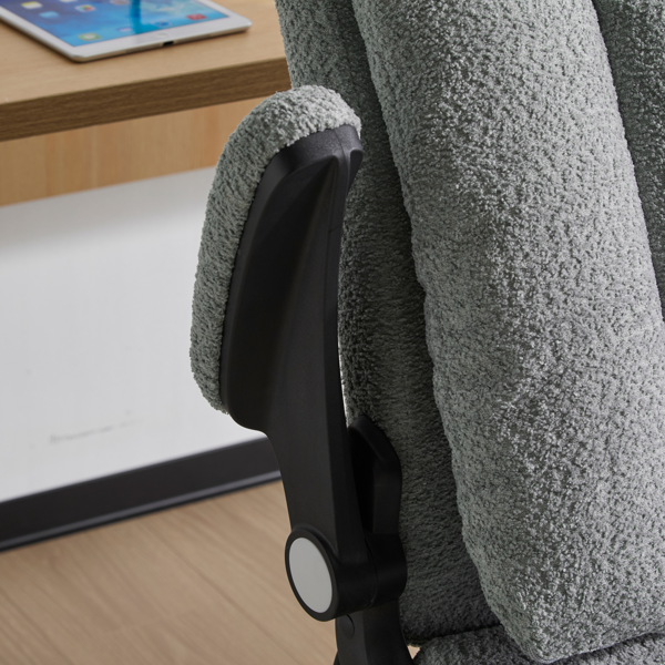 翻转式后背内置动态气囊腰靠十字交叉腿办公椅，宽座办公桌椅带翻转扶手与轮子，现代家用办公室梳妆台浅绿色十字交叉腿椅-14