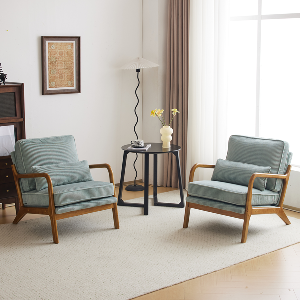 1pcs款 矮扶手椅 65*80*78cm 条绒 蓝绿色 室内休闲椅-14