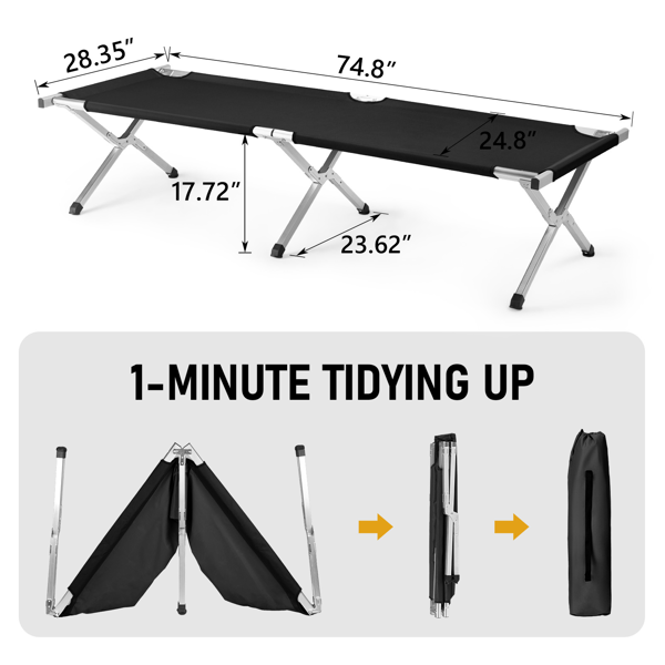 75in  黑色 户外行军床 铝床面支架 铁交叉脚 长方形 125kg-7