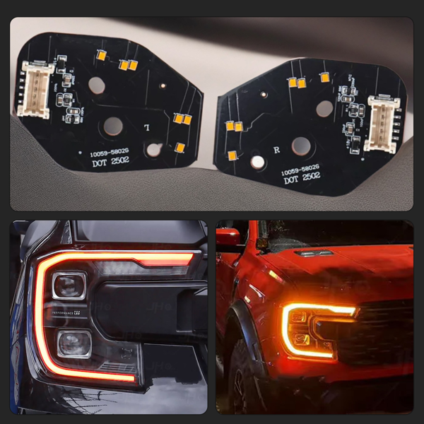 适用于 2023-2025 款福特 Ranger 的 Newjo 琥珀色 LED 日间行车灯大灯模块-10