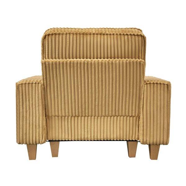 深座灯芯绒扶手椅，配拉丝不锈钢杯架与装饰靠枕，打造客厅温馨点缀椅-6