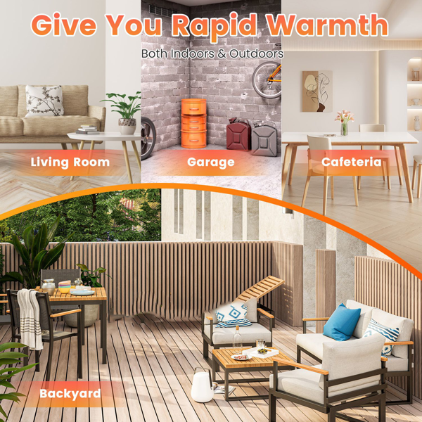 （自提可发加拿大,TK,temu建议下自提单）1500W红外线取暖器（室内外两用），三档温度调节（600W/1000W/1500W），IP65防水等级，配备可调节三脚架壁挂支架，附遥控器及定时器，适用于露台、后院及客厅。-10