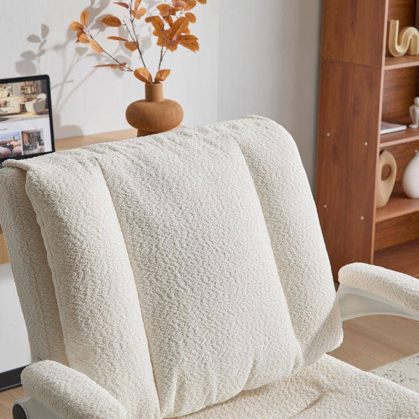 翻转式后背内置动态气囊腰靠十字交叉腿办公椅，宽座办公桌椅带翻转扶手与轮子，现代家用办公室梳妆台米色十字交叉腿椅-9