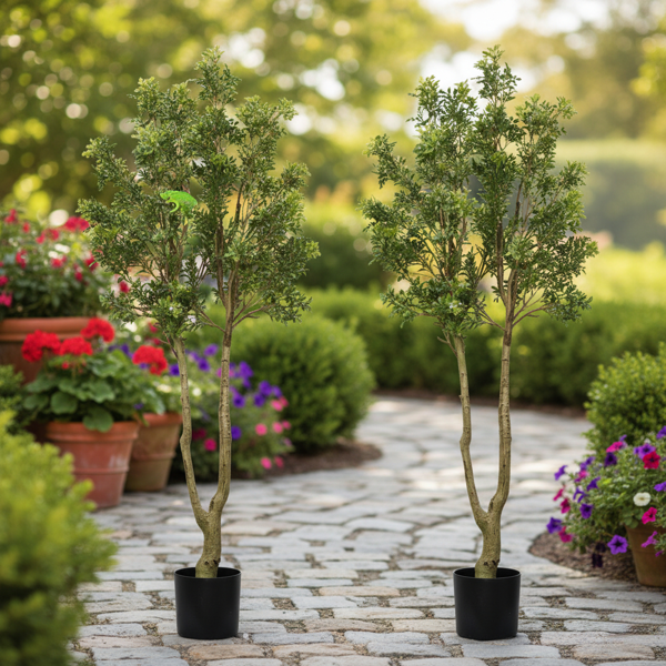 5.2英尺高仿真树人造植物郁郁葱葱的常绿植物枝叶鲜绿树干自然装饰性盆栽适合室内/办公室/客厅/玄关装饰FBA发货-10