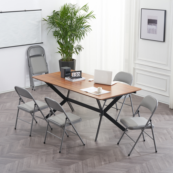 【同款编码：31709558】6pcs PVC 钢管 灰色 软包折叠椅 40*45*78cm-52