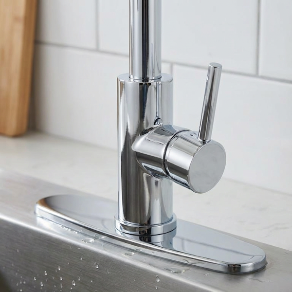带下拉式喷雾器的厨房水龙头工业1把手1孔或3孔水龙头，适用于农舍露营者洗衣设施Rv湿吧水槽，不锈钢，铬【周末不发货，TK/TEMU订单仅支持自提】-4
