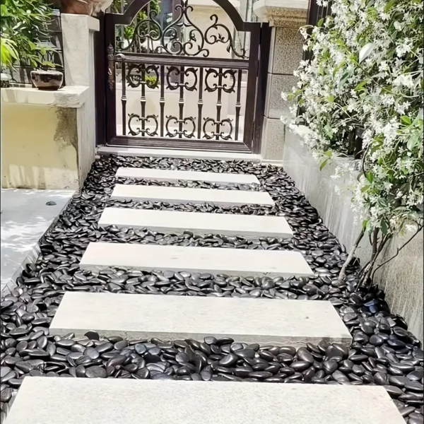 园林户外景观石头、庭院，人行道石头,植物盆景石头、花瓶、工艺品石头 1-3 英寸,38磅(黑色)-10