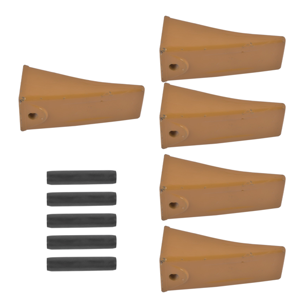 斗齿 Set of 5 X156L Long Bucket Teeth + P156 Roll Pins Fits for Skid Steer and Mini Excavators-7