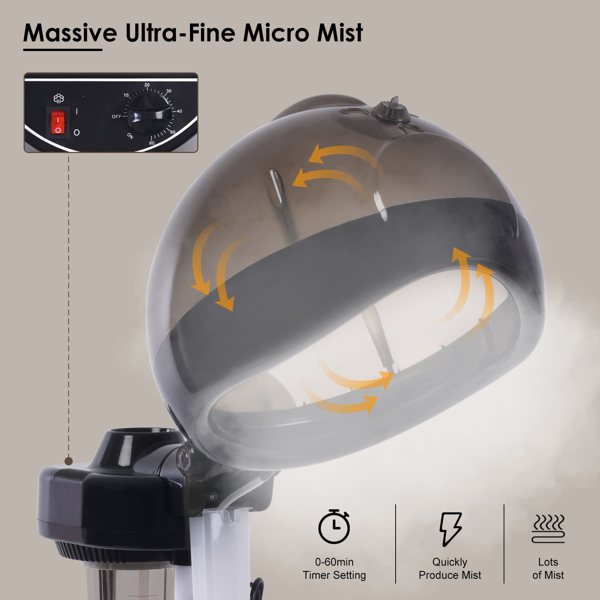 自然黑发专用立式蒸发器，带加热功能的加深护理蒸汽帽，可调节高度与角度，热雾保湿护色，家用沙龙级护理-2