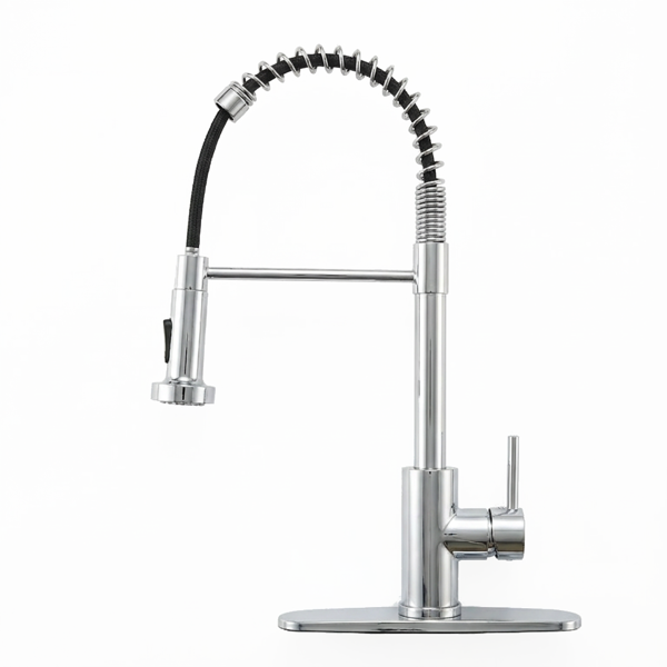 带下拉式喷雾器的厨房水龙头工业1把手1孔或3孔水龙头，适用于农舍露营者洗衣设施Rv湿吧水槽，不锈钢，铬【周末不发货，TK/TEMU订单仅支持自提】-2