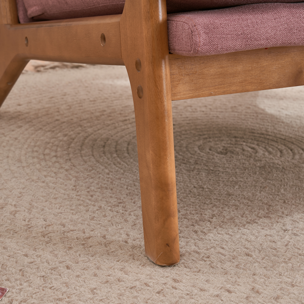 【同款编码：82873273】橡木扶手 单人休闲椅 橡木 软包 桃红色 室内休闲椅-9