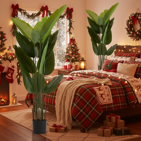 2件套5.2英尺高盆栽人造植物仿真热带棕榈树极乐鸟植物室内外家居办公室花园装饰 FBA发货-5