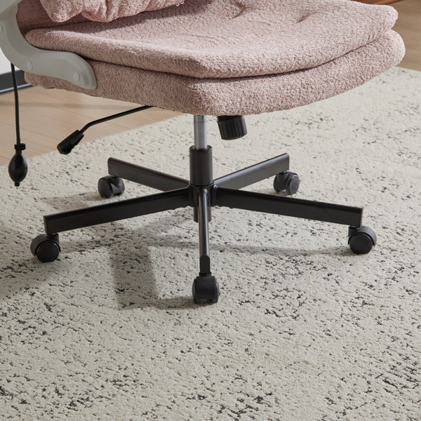 翻转式后背内置动态气囊腰靠十字交叉腿办公椅，宽座办公桌椅带翻转扶手与轮子，现代家用办公室梳妆台粉色十字交叉腿椅-17