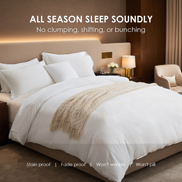 2件装白色粉色三件套套装，纯色被套包含一只被套两只枕套，男生女生单人双人床使用，四季通用，可爱男生女生卧室宿舍酒店款式，圣诞节礼物-5