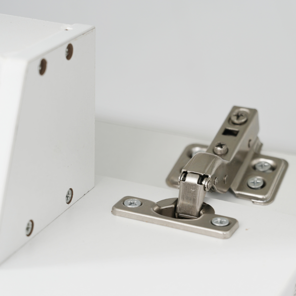 60英寸浴室柜，带双水槽（SMC水槽），大容量储物空间，配有2个翻盖式托盘/抽屉和4个缓闭门，实木柜腿和银色金属把手，白色-3