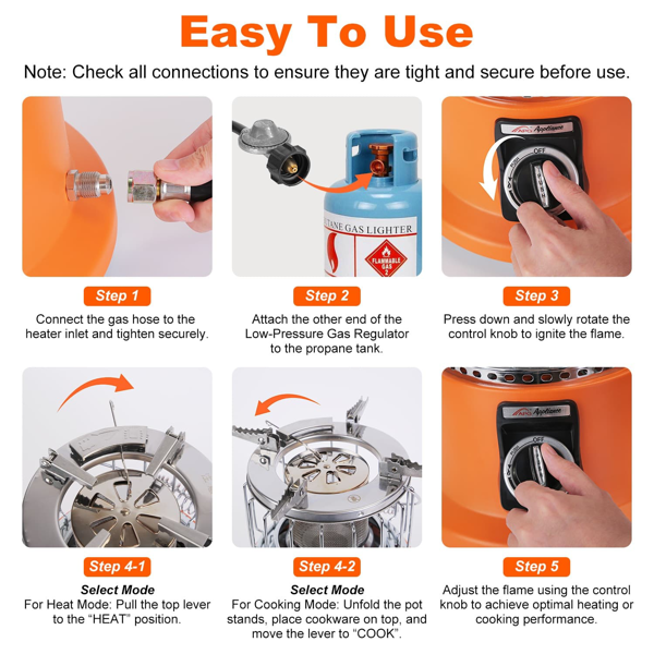 （自提可发加拿大，temu&tk下自提单）3000W 2合1便携丙烷取暖炉及炉灶——360°远红外加热，无级火焰调节，兼容丁烷/异丁烷，完美适用于露营、房车及后院聚会-9