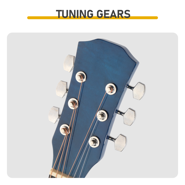 41寸 D桶缺角 椴木 原声 民谣吉他 罩光蓝-6