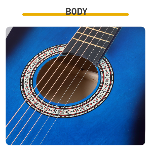 38寸 圆桶 椴木 原声 民谣吉他 罩光蓝-11
