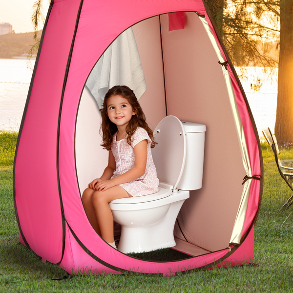 单人 芭比粉 便携 更衣帐篷 钢丝 银胶布 110*110*190cm-12