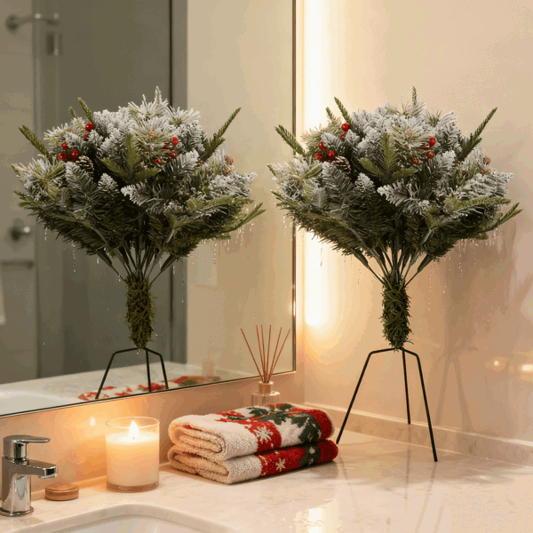 （自提可发加拿大，temu&tk下自提单）仿真圣诞树，配备8种灯光模式，50颗暖光LED灯，自动定时功能及IP44防水等级，电池供电，适用于室内外装饰。-3