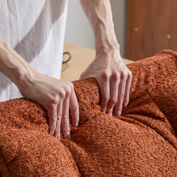 翻转式后背内置动态气囊腰靠十字交叉腿办公椅，宽座办公桌椅带翻转扶手与轮子，现代家用办公室梳妆台橙色十字交叉腿椅-10