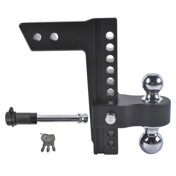拖车挂接装置 Heavy Duty Adjustable Trailer Hitch Fits 2.5" Receiver 10" Drop/Rise 18500 LBS 2" & 2-5/16" Dual Ball with Lock & Key-2