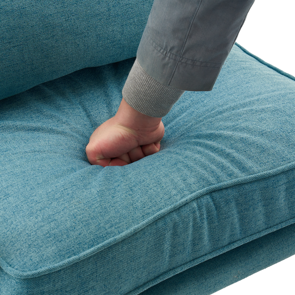 橡木扶手 单人休闲椅 橡木 软包 青色 室内休闲椅-26