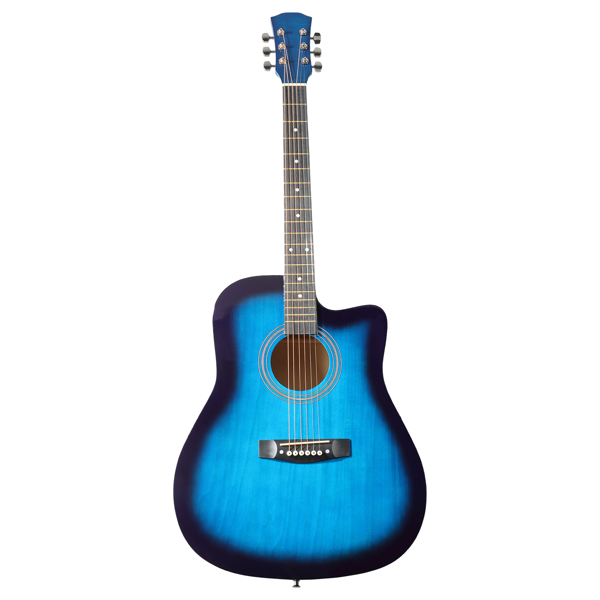 41寸 D桶缺角 椴木 原声 民谣吉他 罩光蓝-8