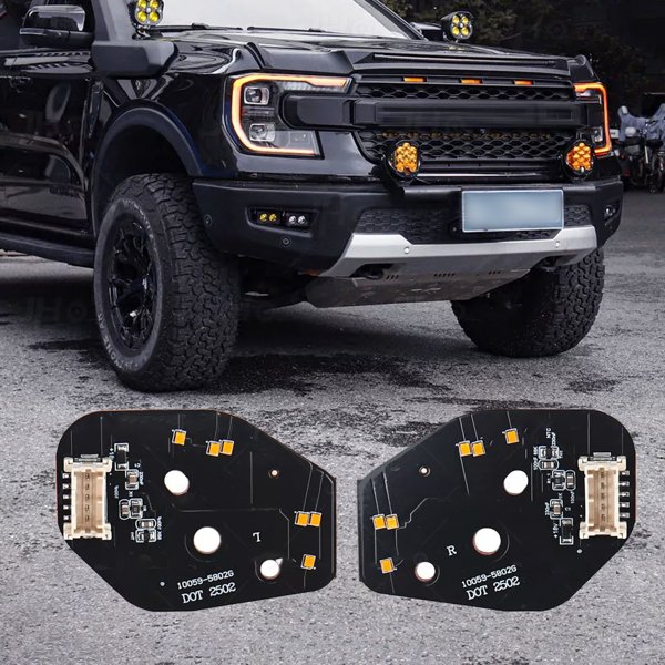 适用于 2023-2025 款福特 Ranger 的 Newjo 琥珀色 LED 日间行车灯大灯模块-13