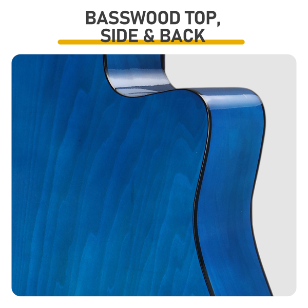 41寸 D桶缺角 椴木 原声 民谣吉他 罩光蓝-12