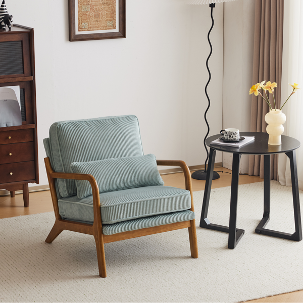 1pcs款 矮扶手椅 65*80*78cm 条绒 蓝绿色 室内休闲椅-30