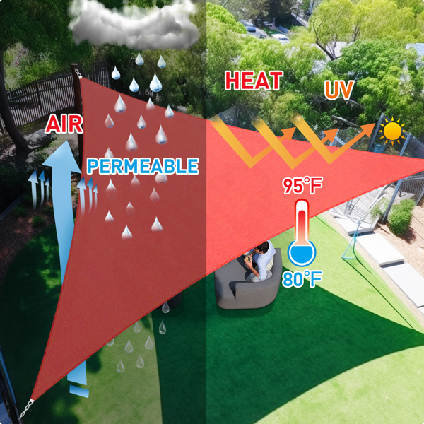12'X12'X12' 大红色HDPE遮阳帆-5