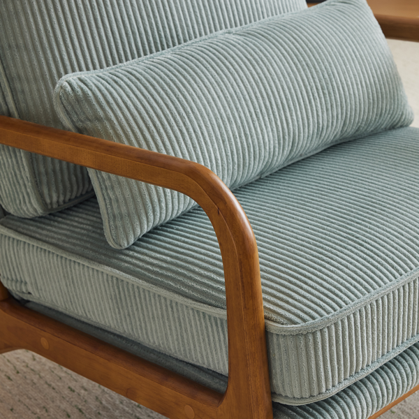 1pcs款 矮扶手椅 65*80*78cm 条绒 蓝绿色 室内休闲椅-9