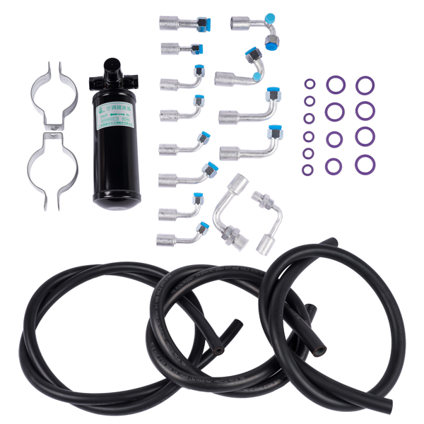 空调软管 Universal 134a Air Conditioning Hose Kit R-Ring & Fittings & Drier & AC Hose Kit-1