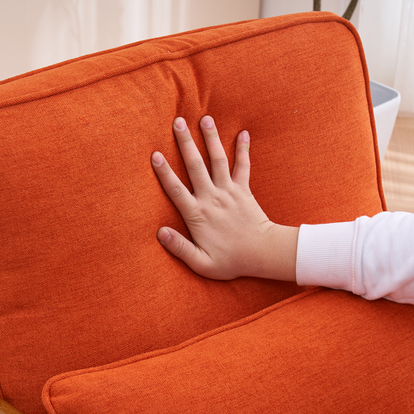 【同款编码：93084294】橡木扶手 单人休闲椅 橡木 软包 烧橙色 室内休闲椅-32