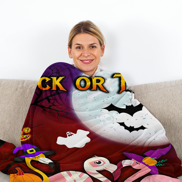 自产法莱绒毛毯 万圣火烈鸟 150X200cm （temu仅可自提）-5