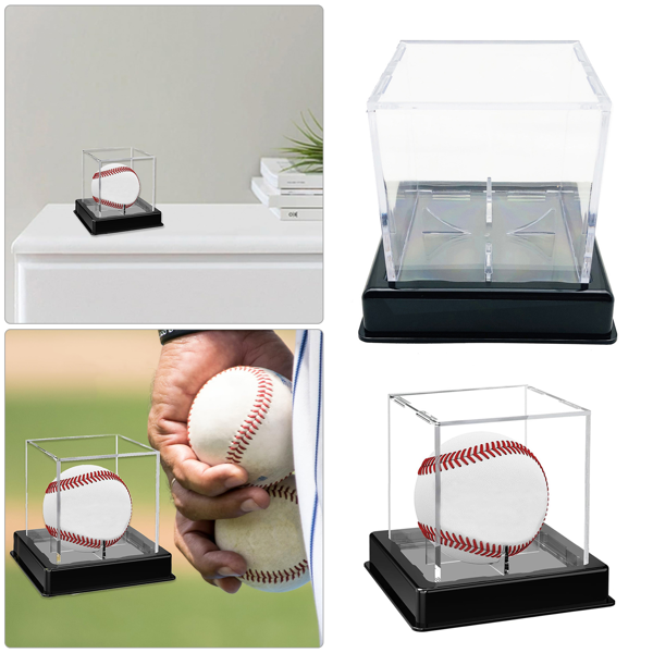 亚克力高档80*80*80透明棒球展示盒黑底座【透明+黑底托】1个-10