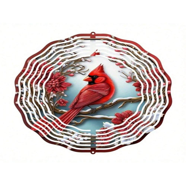 铁皮画红雀风铃旋转挂饰 户外金属花园装饰 圣诞感恩节庭院阳台挂件-3