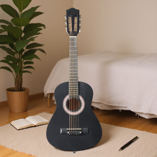 30寸 圆桶 椴木 原声 民谣吉他 哑光黑-13