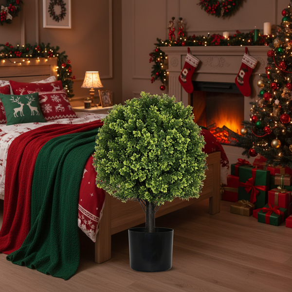 2件套22英寸人造树天然人造球植物适用于室外前廊露台阳台家居圣诞装饰假节日FBA发货-6