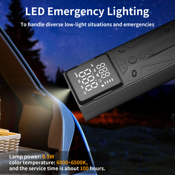 可充电数字压力值胎压机 便携式空气压缩机 适用于汽车 摩托车 自行车 球类 圣诞节礼物 礼品-6